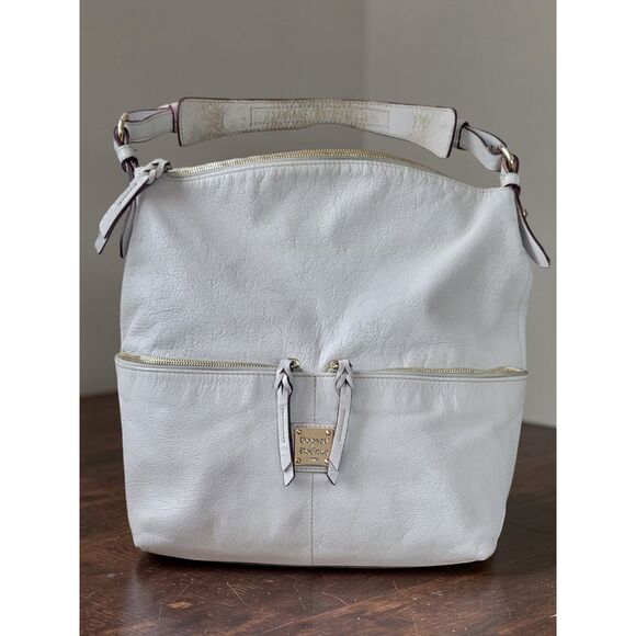 Dooney & Bourke Handbags - Vintage Dooney & Bourke Dillen Pebble Leather Shoulder Bag Ivory/White